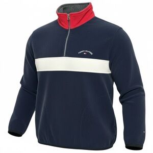 Tommy Hilfiger Men’s Quarter Zip Fleece Sweater Navy Blue Sz XL Preppy 90’s Y2K